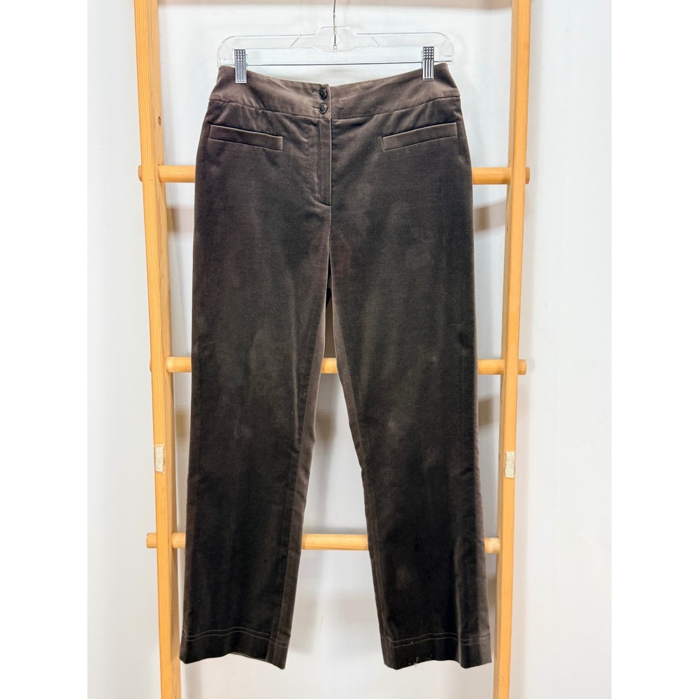 Carlisle Womens Gray Velvet Straight Leg Dress Pants Size 2 Stretch Cotton Blend